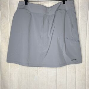 Orvis Activewear Skort Womens XL Gray‎ Front Pocket Lined Stretch Pull On Hiking